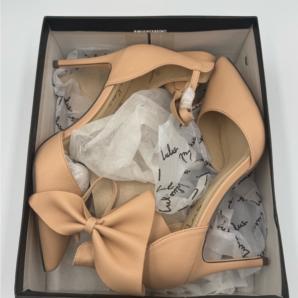 Lulu's Nude Bow Ankle Strap Heels size 9 New in Box - Picture 7 of 8